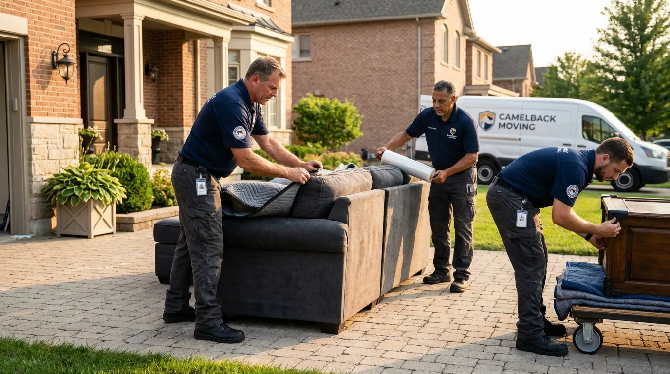 Large estate moving crew wrapping furniture in Versailles, OH